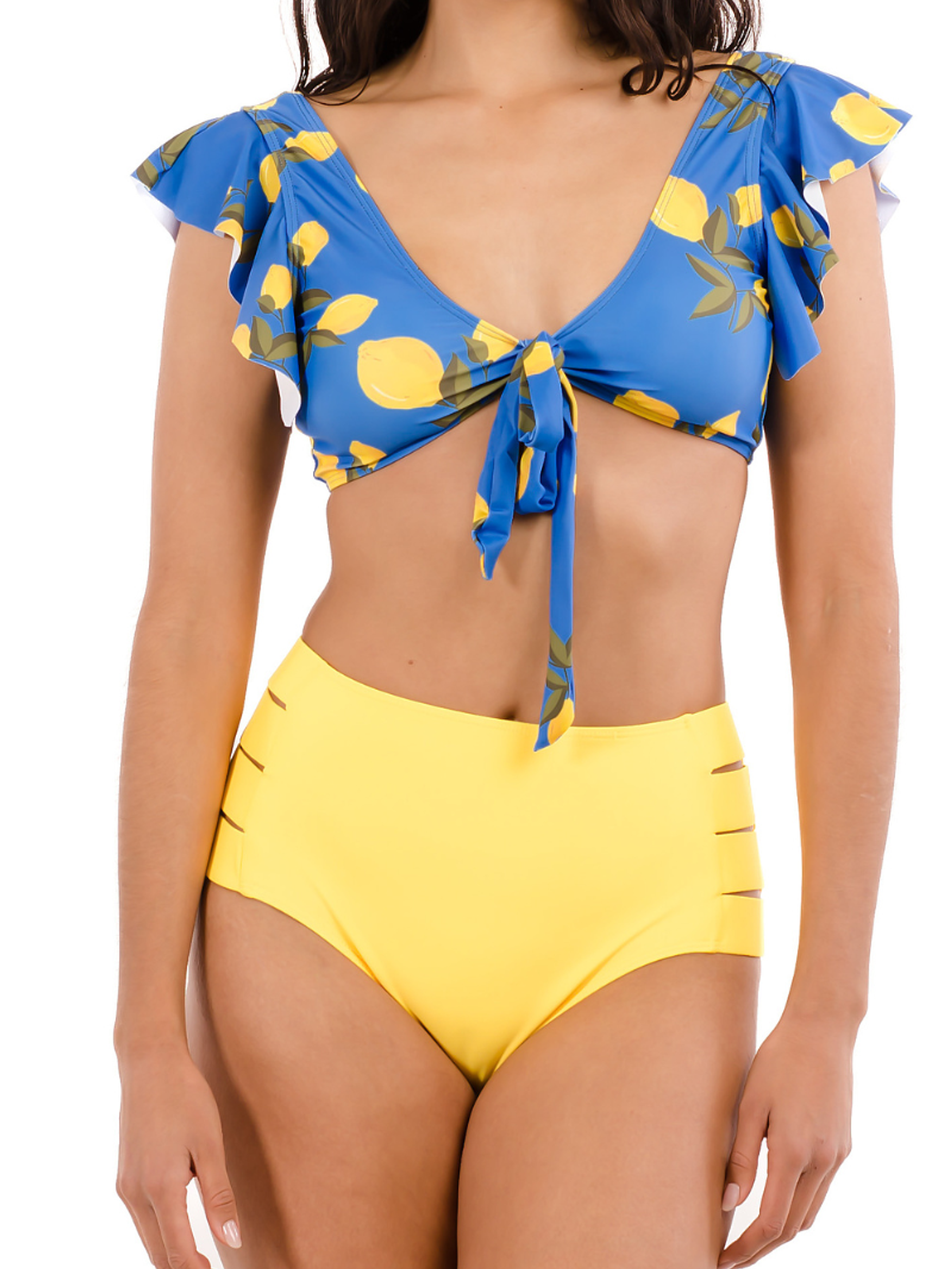 Bikini tiro alto Lemon Cut Out 1