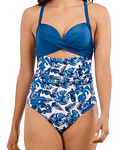 Traje de baño Cut out blue leaves