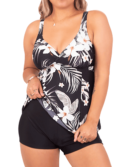 Tankini mujer short colores diseño escote v estampados