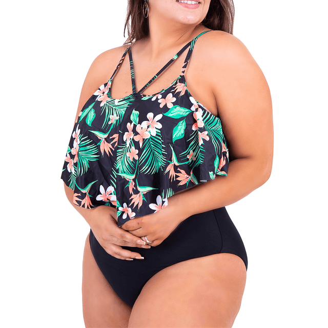 Bikini tiro alto floral Cruzado