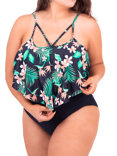Bikini tiro alto floral Cruzado
