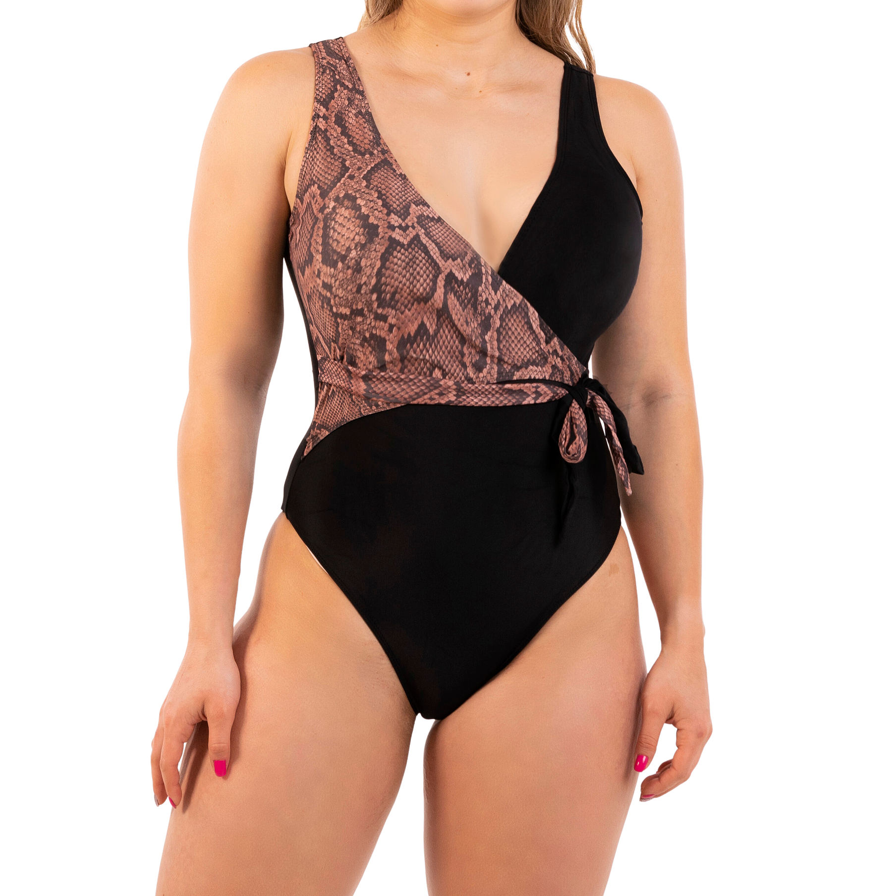 Traje de baño cruzado Snake negro 1