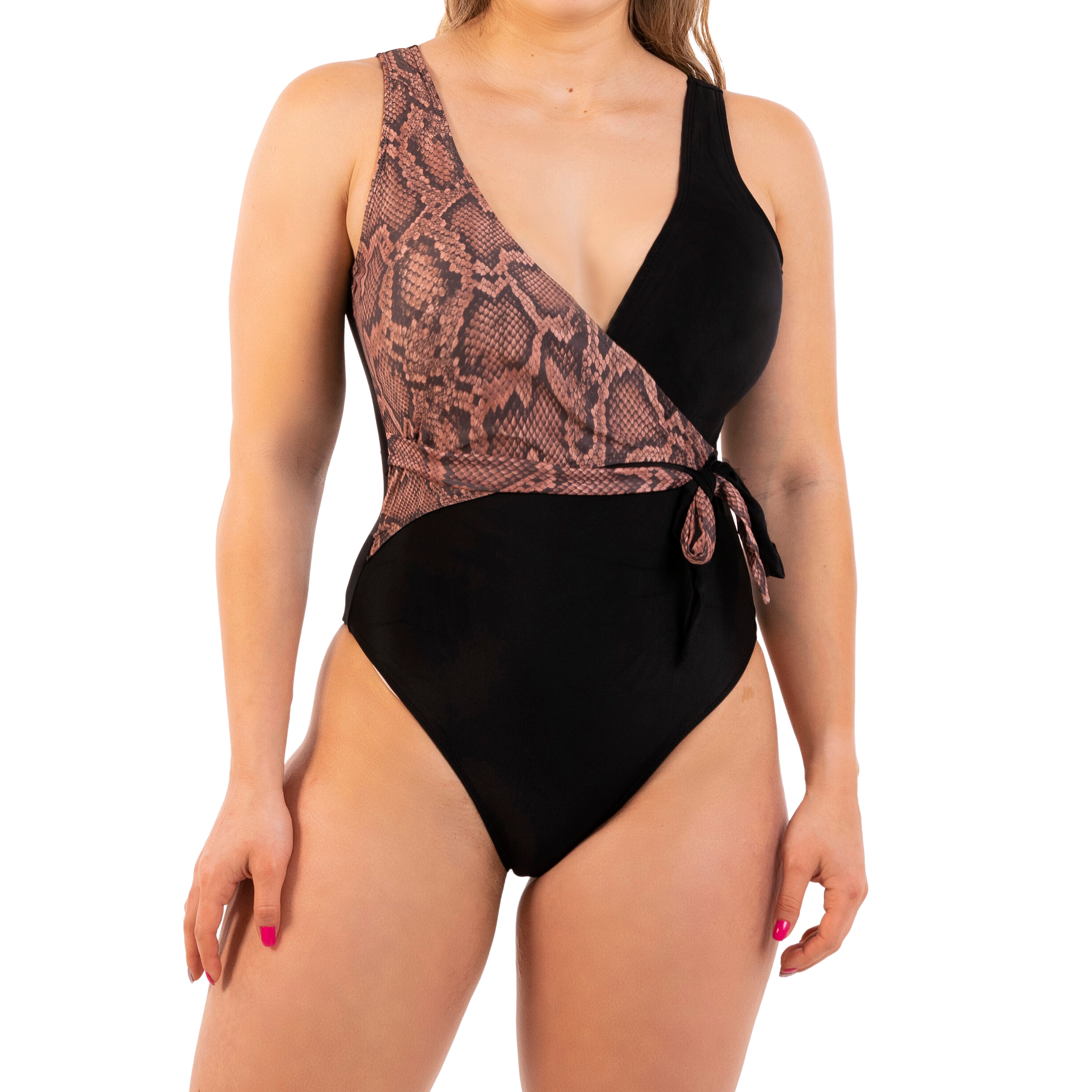 Traje de baño cruzado Snake negro 1