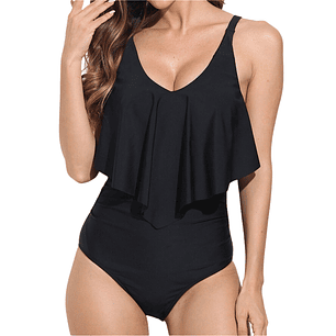 Traje de baño entero Negro top en punta