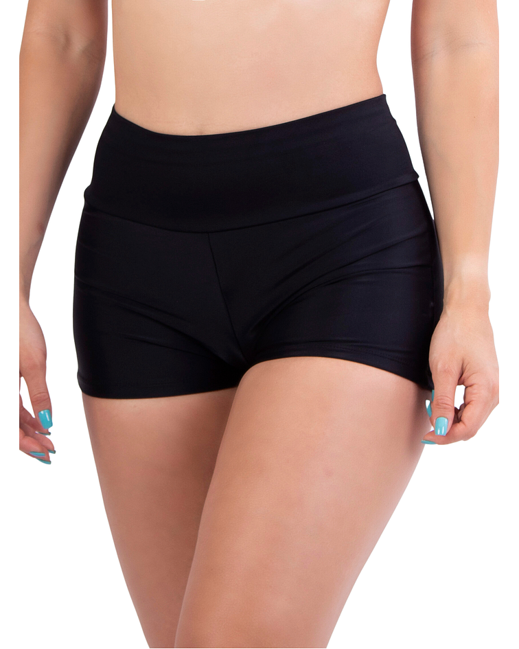 Short bikini tiro alto pretina negro