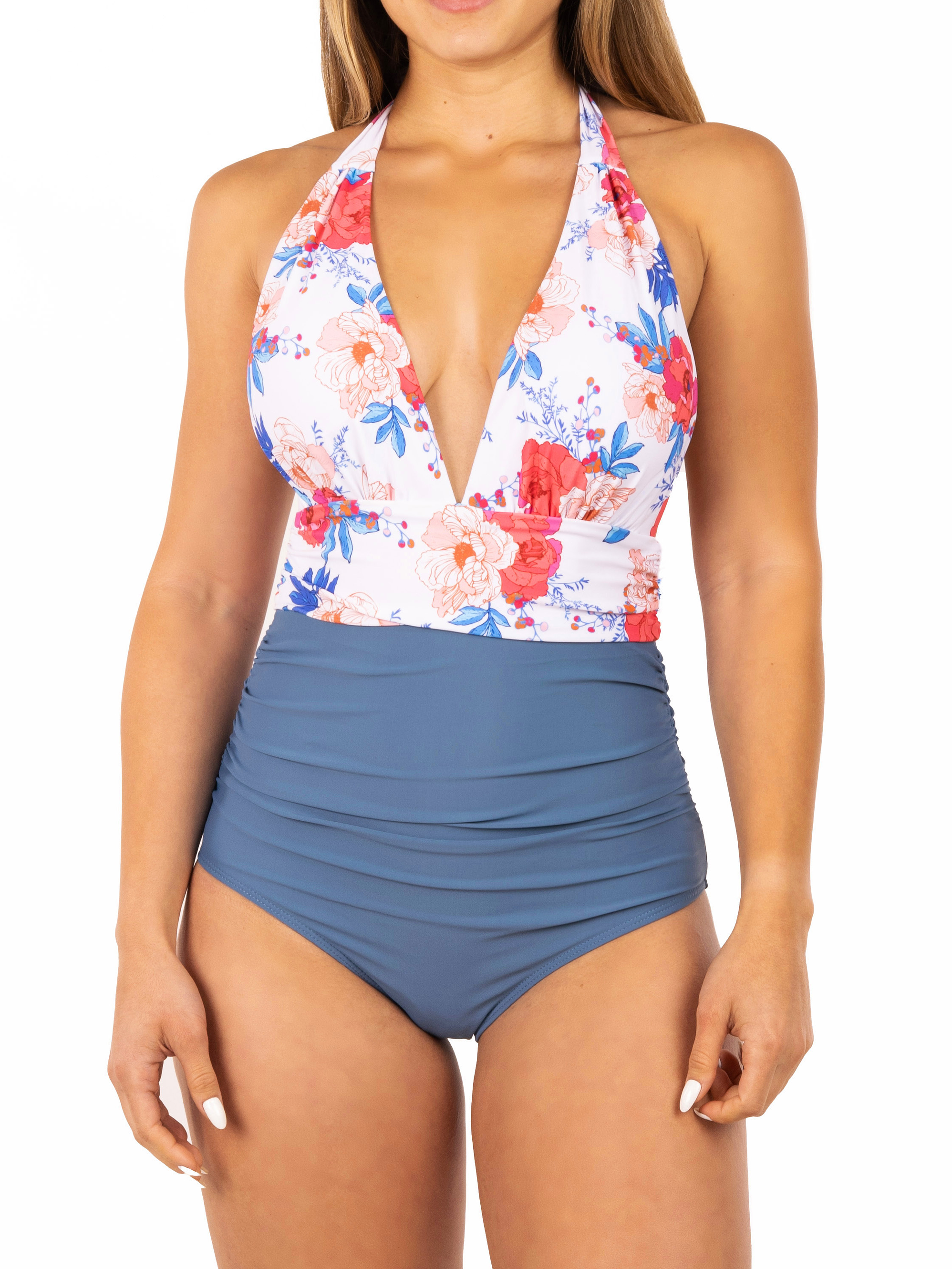 Traje de baño halter escote Floral 2