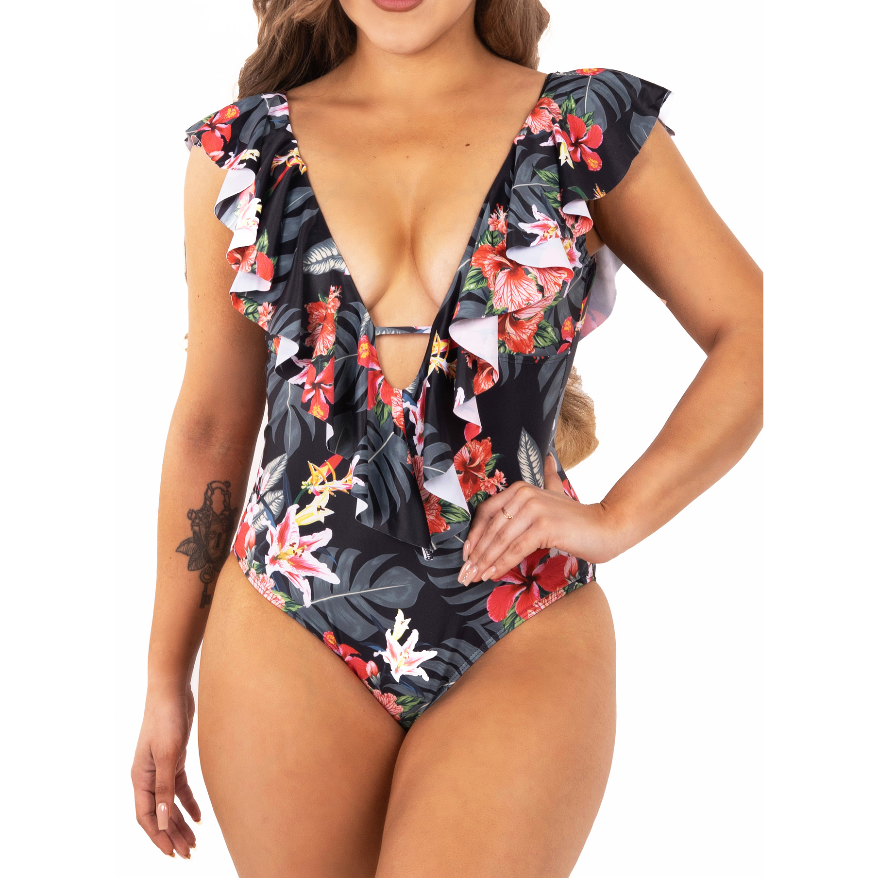 Traje de baño María Black floral 1