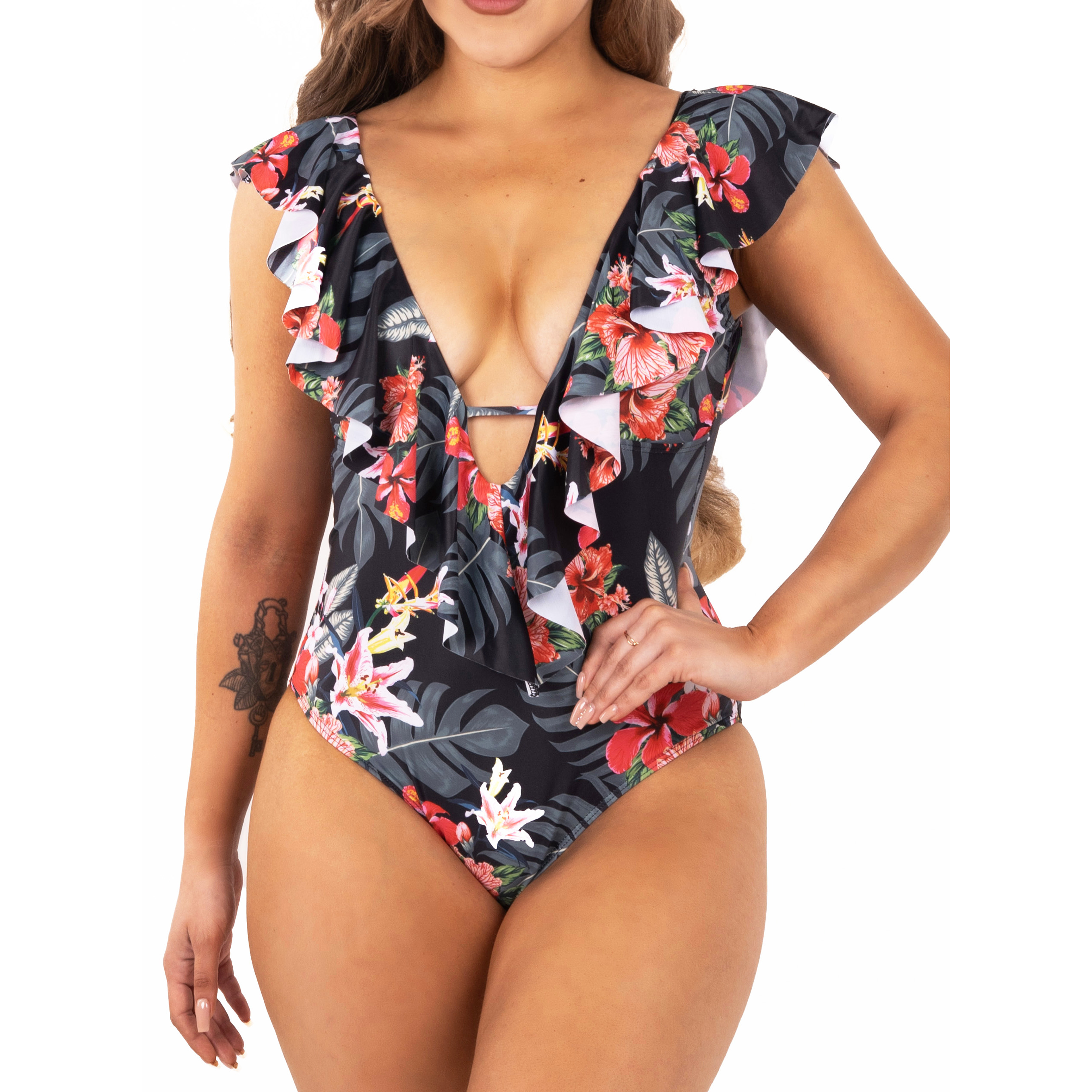 Traje de baño María Black floral 1