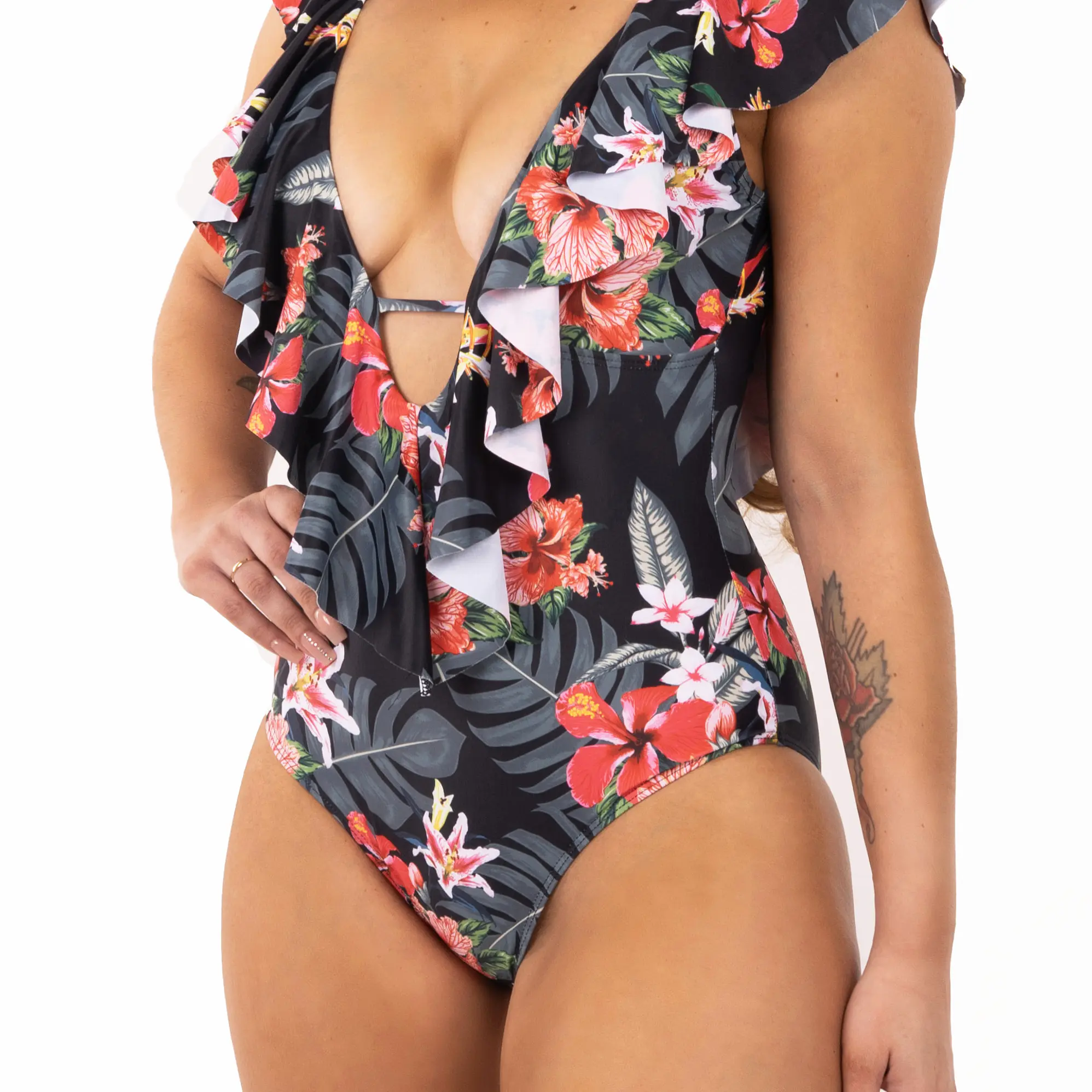 Traje de baño María Black floral 2