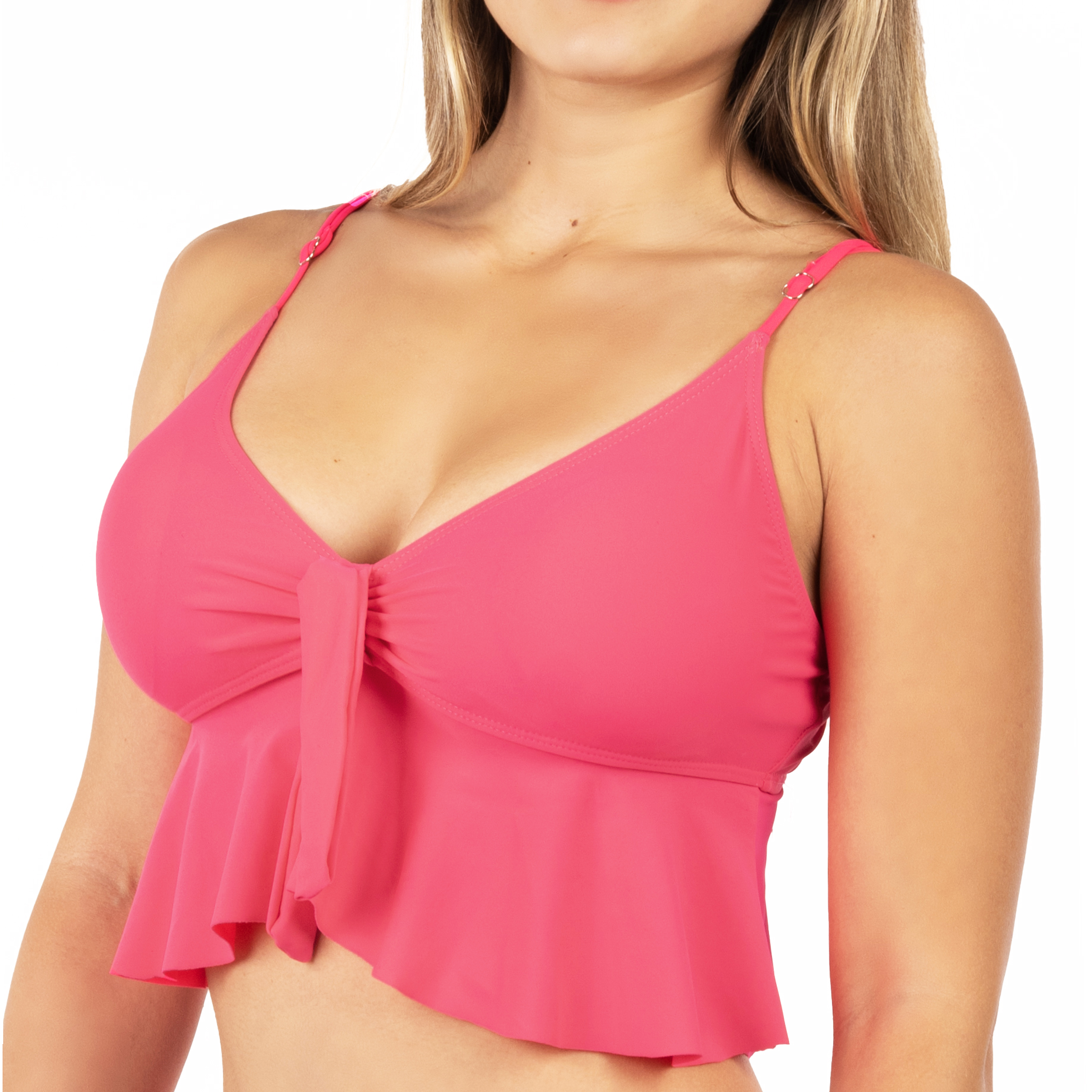 Parte De Arriba Top Traje De Baño Diseño Vuelos Rosa 1