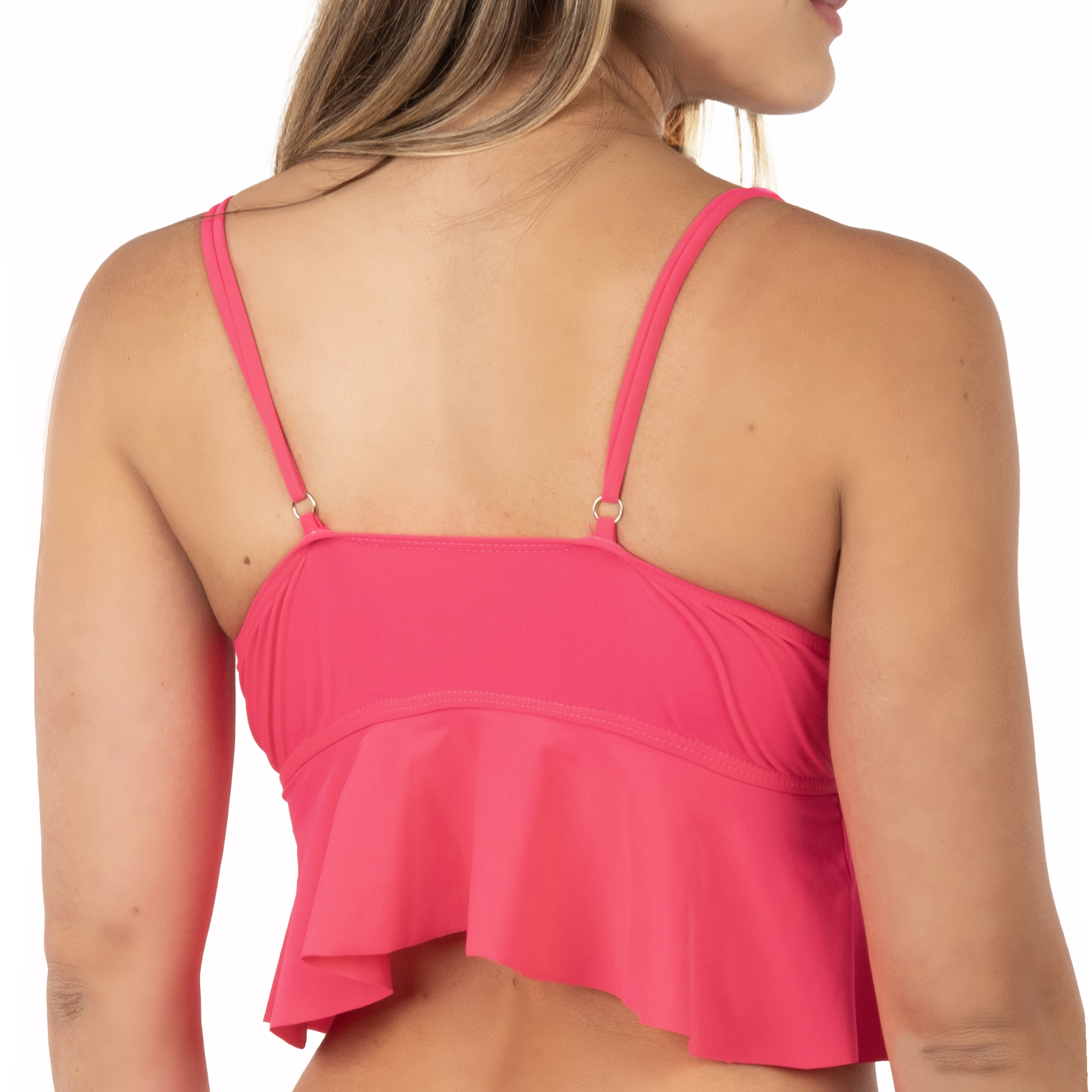 Parte De Arriba Top Traje De Baño Diseño Vuelos Rosa 2