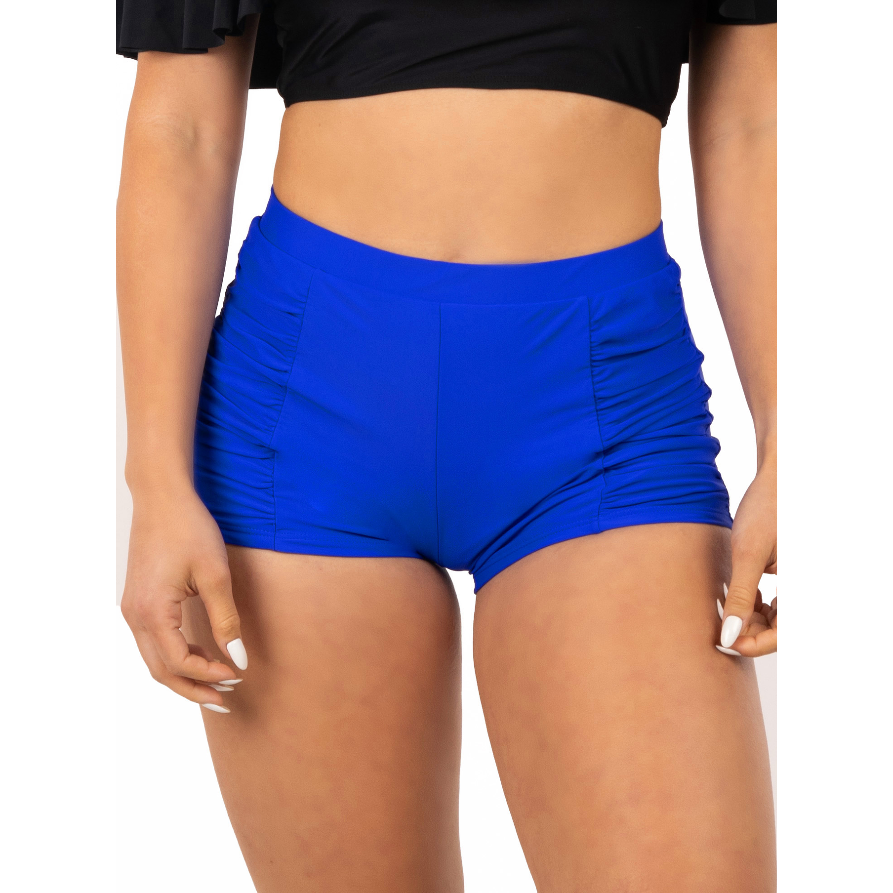 Short traje de baño Drap colores tiro alto Azul 1