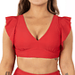 Top traje de baño Vuelos hombros escote V Rojo - Miniatura 2