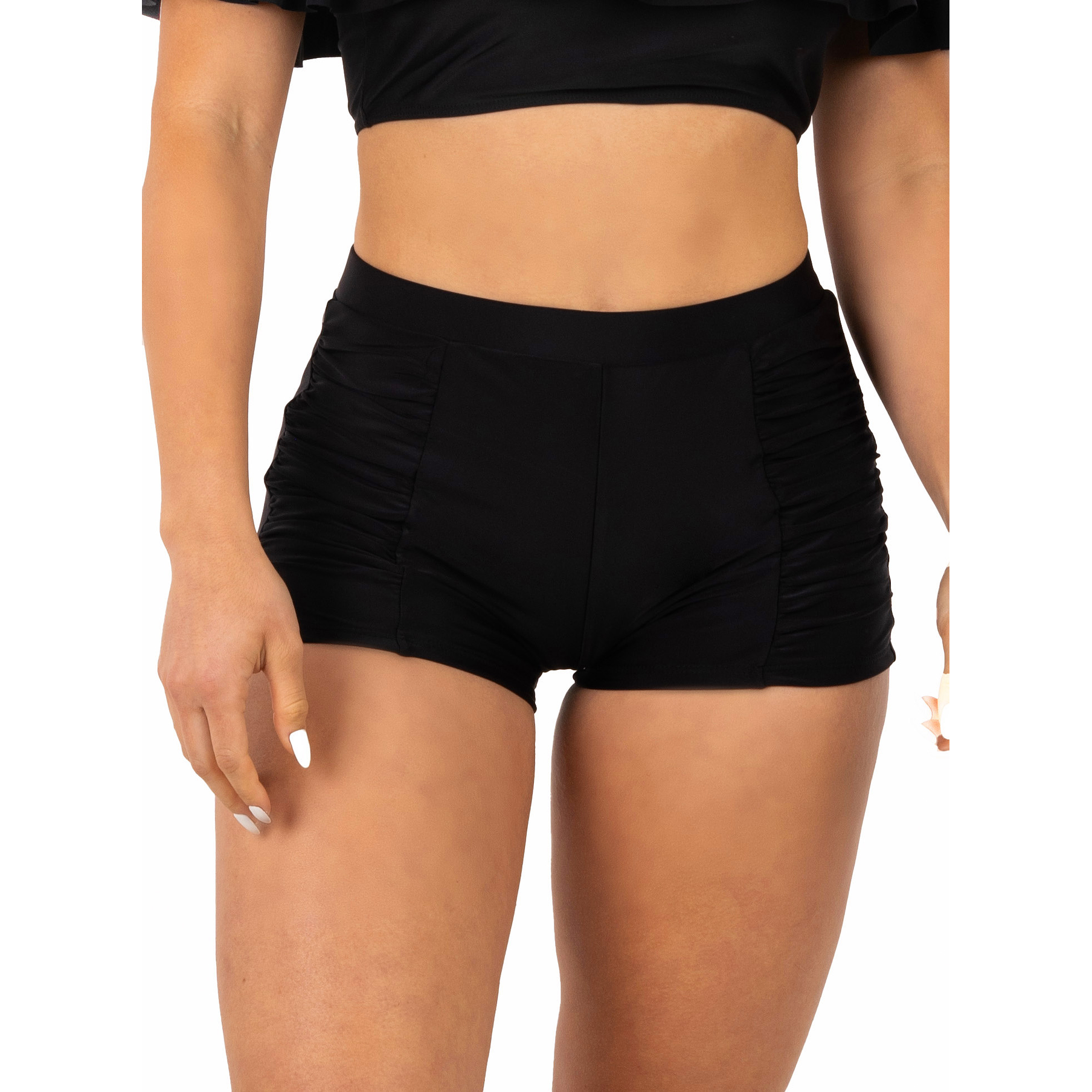 Short traje de baño Drap colores tiro alto Negro 2