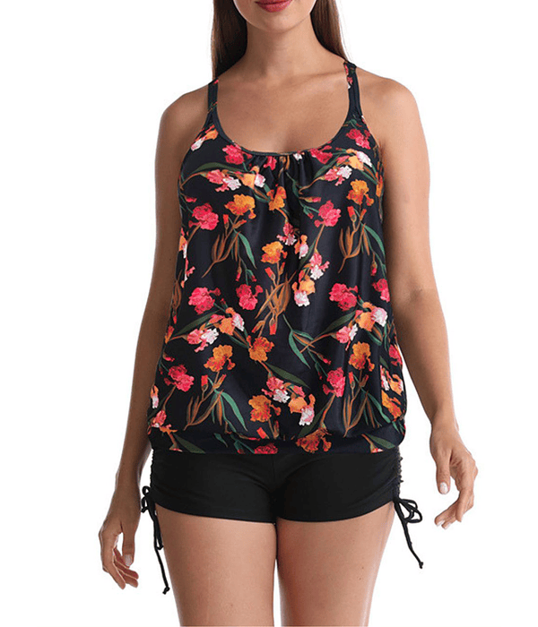 Tankini tiro alto sport Negro Floral