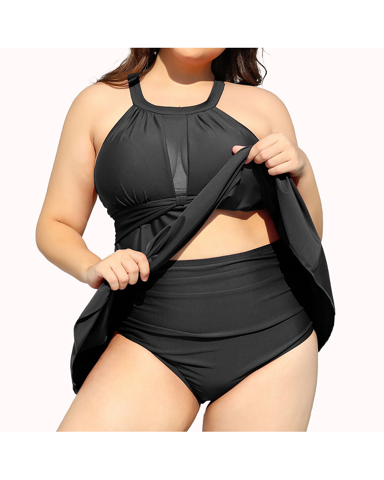 Tankini tiro alto mujer Breeze negro