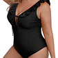 Traje de baño vuelos nudo Plus size Negro - Miniatura 2