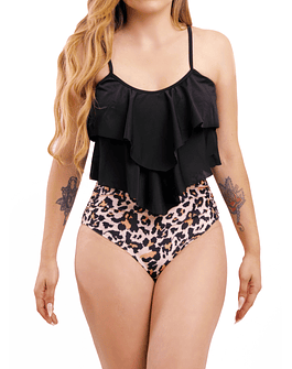 Bikini tiro alto top vuelos Maorí animal print