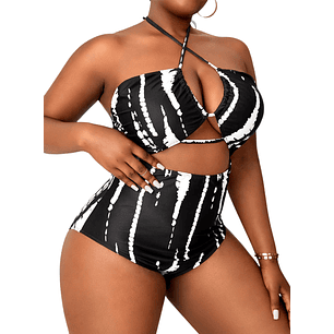Traje de baño cut out bicolor Plus