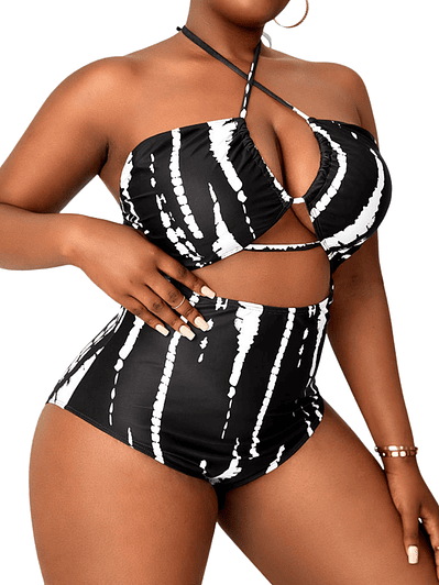 Traje de baño cut out bicolor Plus
