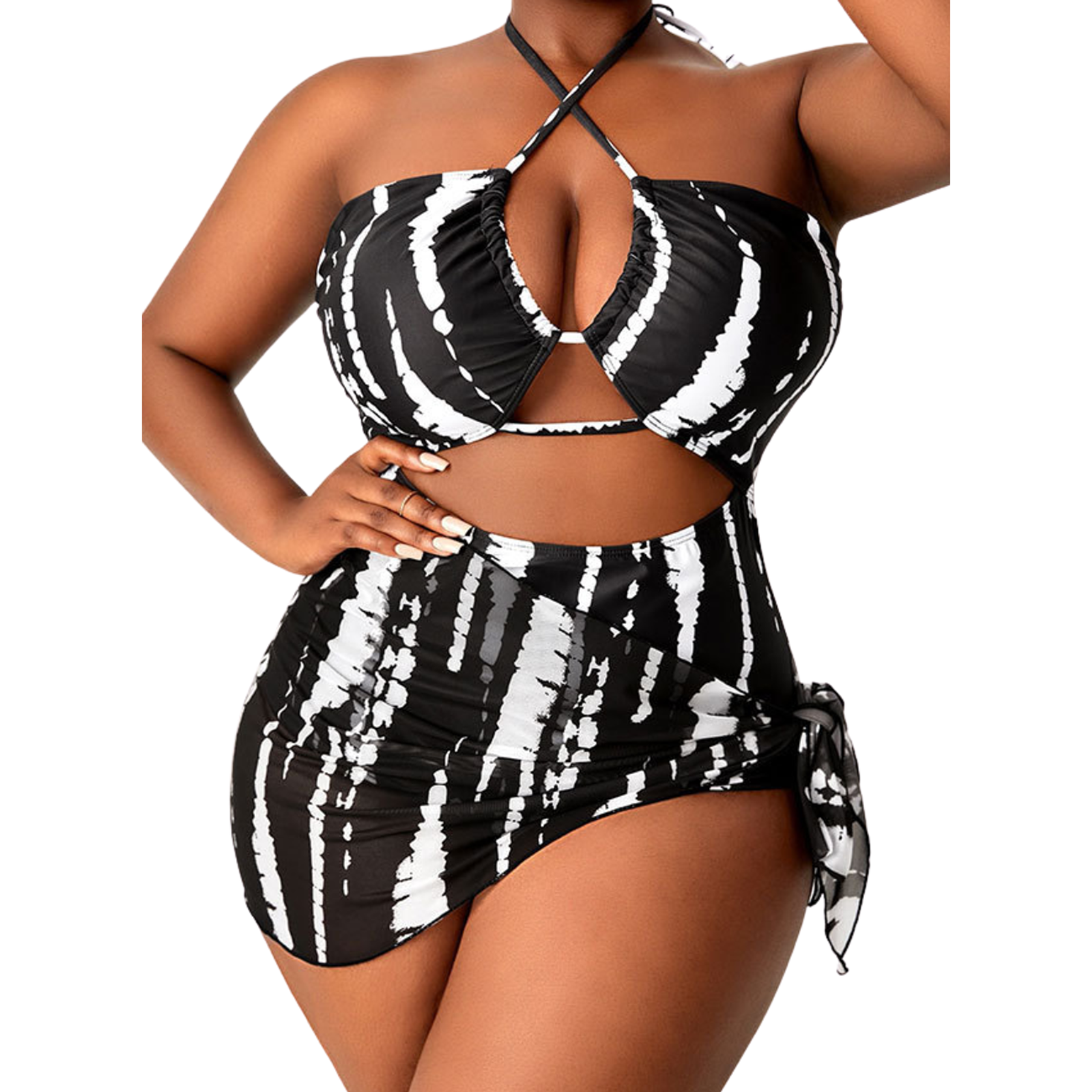 Traje de baño cut out bicolor Plus 2