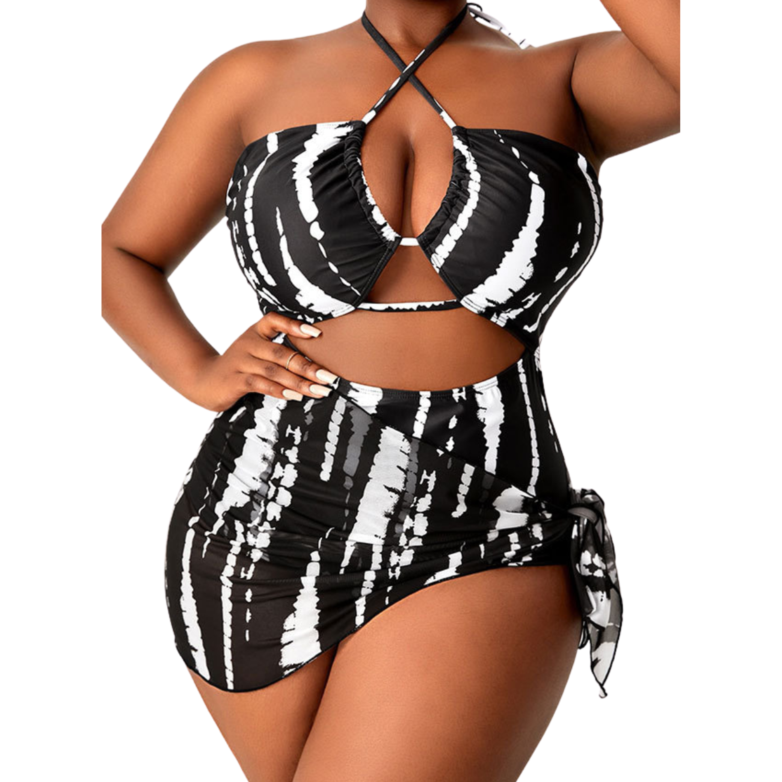 Traje de baño cut out bicolor Plus 2