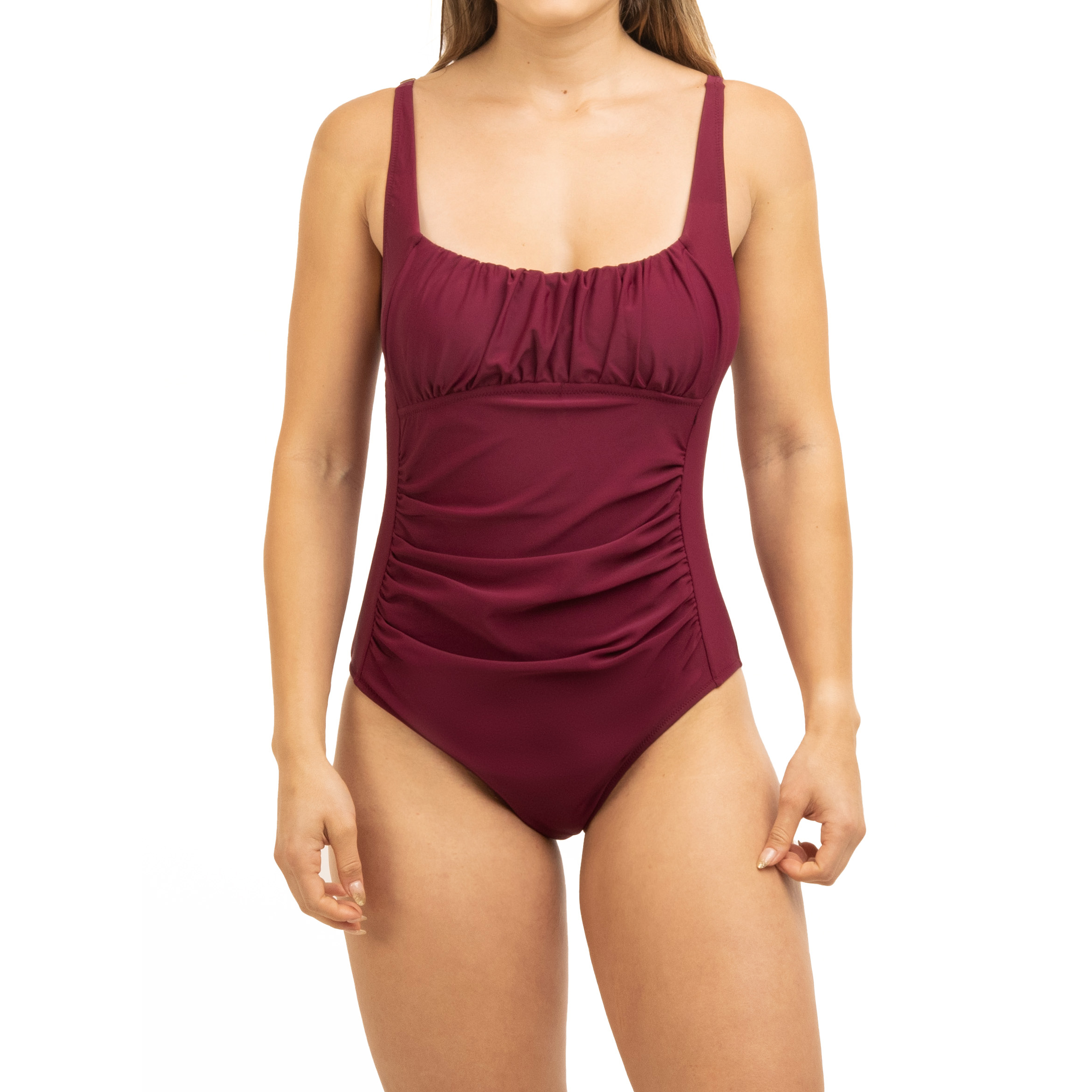 Traje de baño básico drapeado colores efecto reductor 4