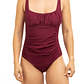 Traje de baño básico drapeado colores efecto reductor - Miniatura 4