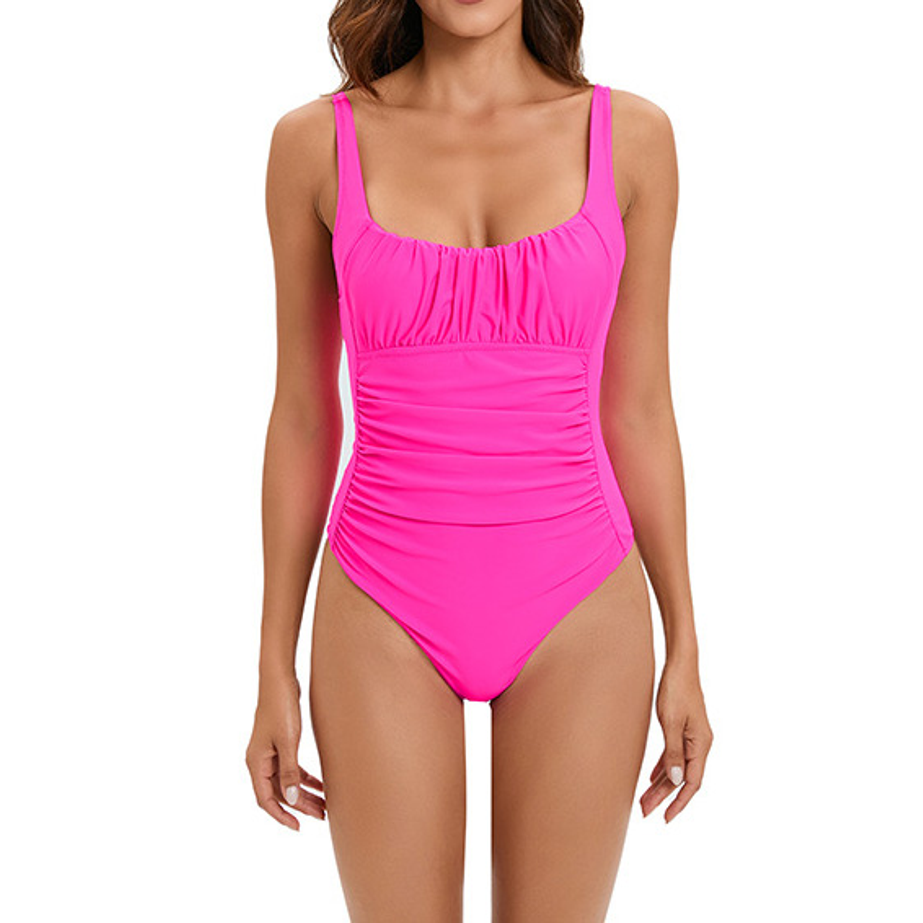 Traje de baño básico drapeado colores efecto reductor 1