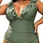 Traje de baño escote V vuelos plus size - Miniatura 4