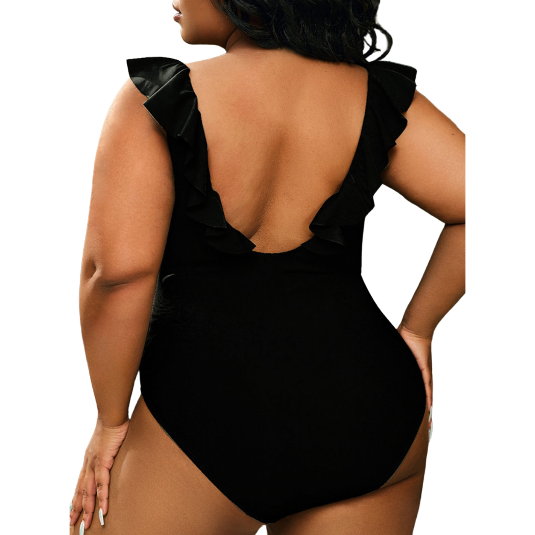 Traje de baño escote V vuelos plus size 5