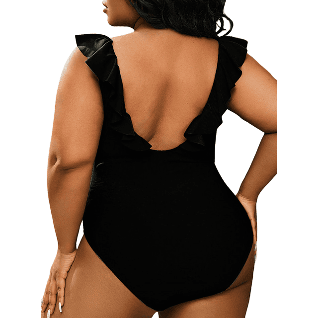 Traje de baño escote V vuelos plus size