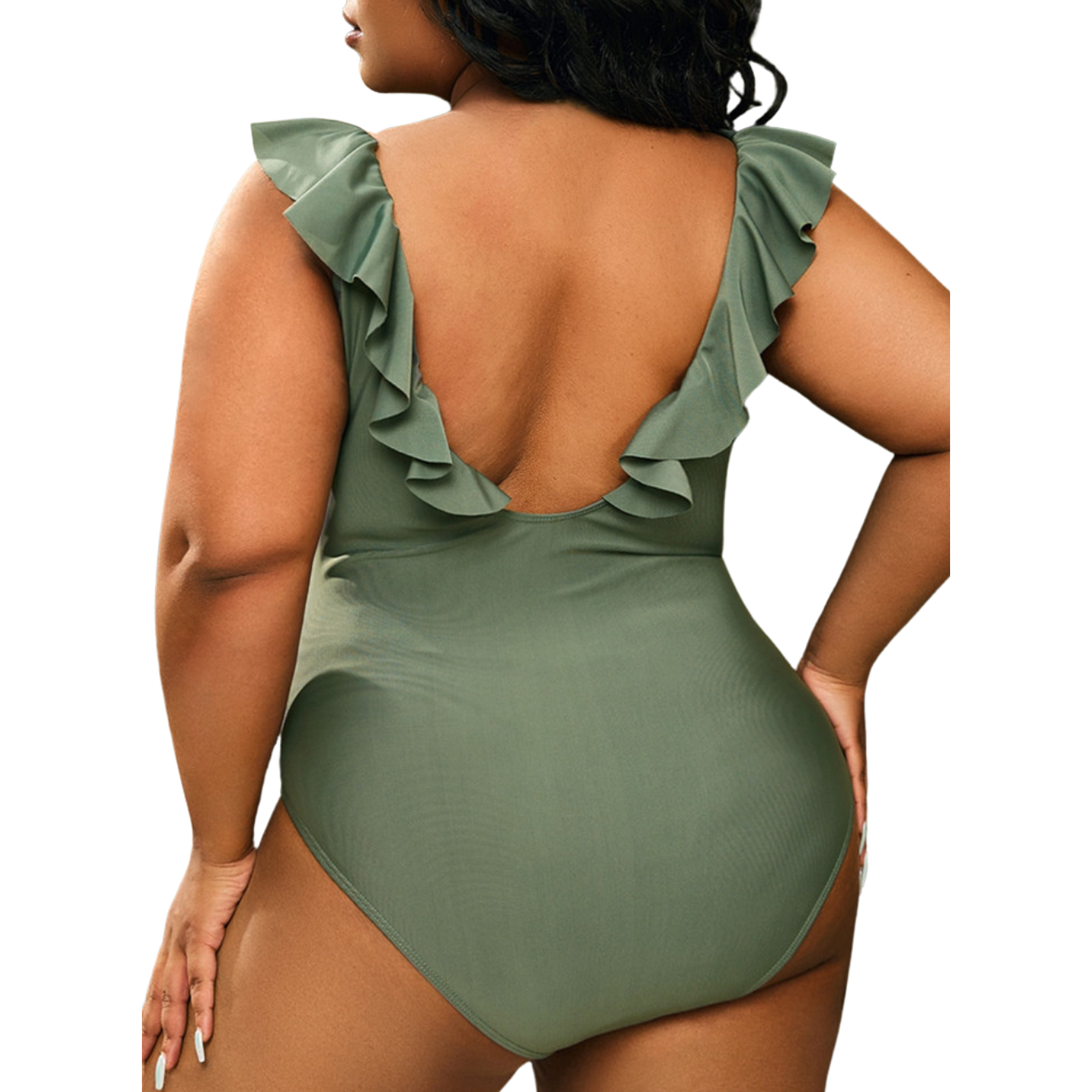 Traje de baño escote V vuelos plus size 6