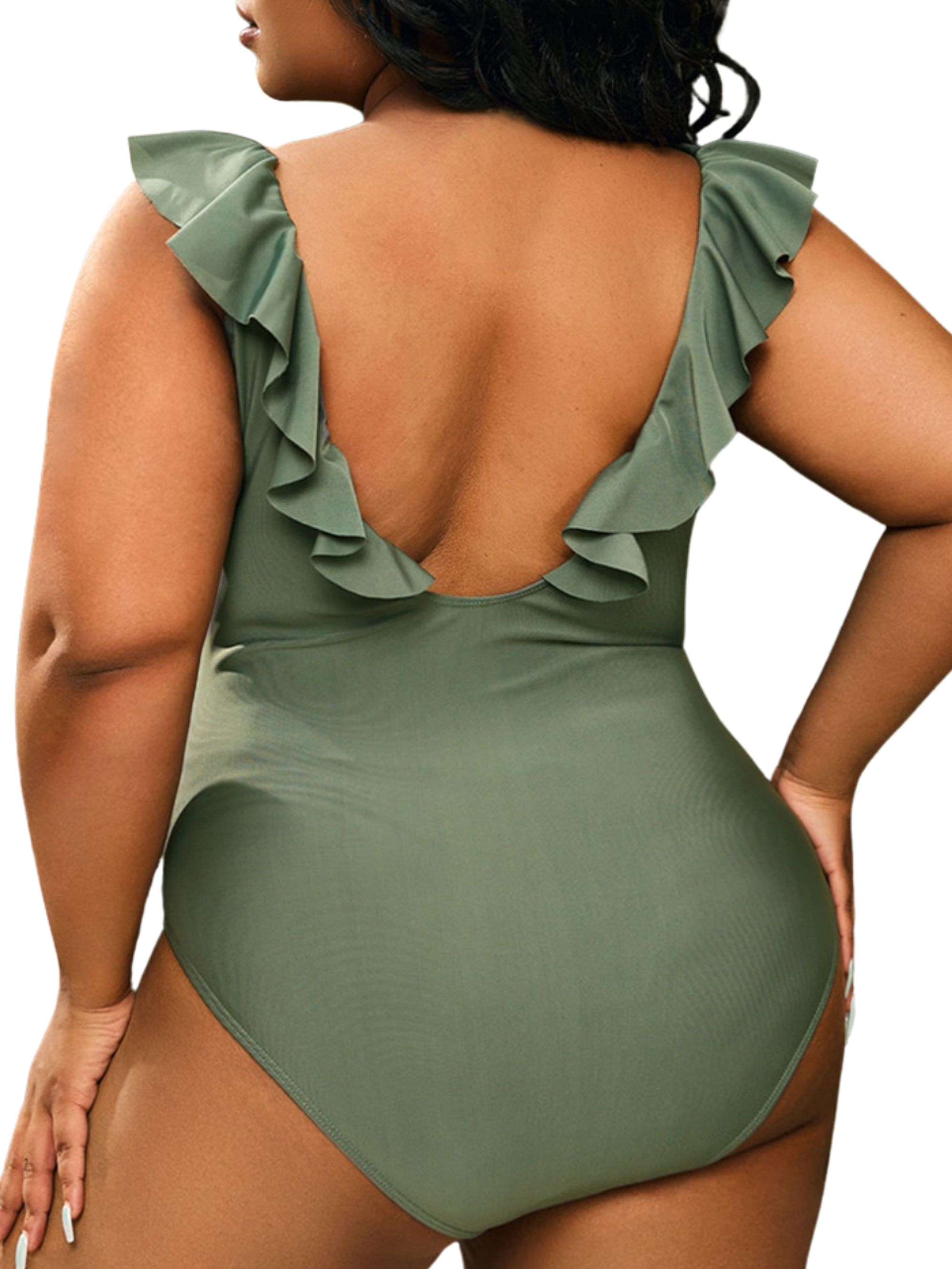 Traje de baño escote V vuelos plus size 6