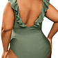 Traje de baño escote V vuelos plus size - Miniatura 6