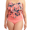 Bikini tiro alto top vuelos Maorí CORAL floral