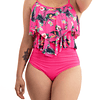 Bikini tiro alto top vuelos Maorí Pink floral