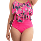 Bikini tiro alto top vuelos Maorí Pink floral - Miniatura 1