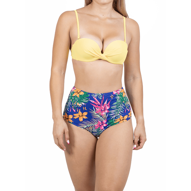 Bikini tiro alto tres piezas colores