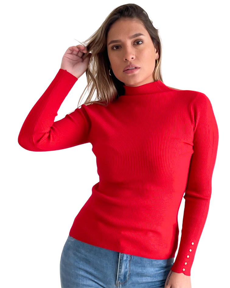 Sweater básico colores cuello medio Pili