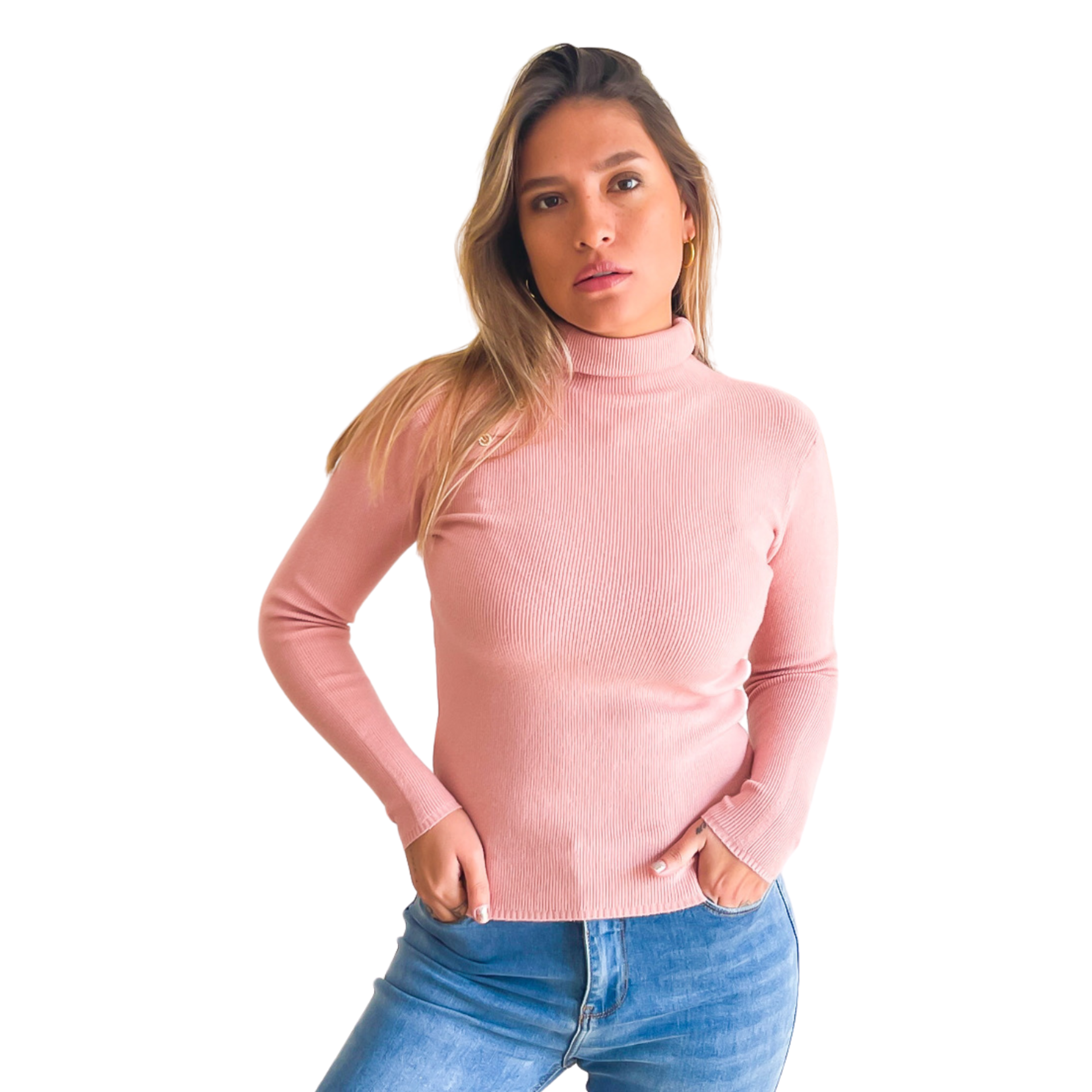 Sweater mujer cuello alto botones brillos 5