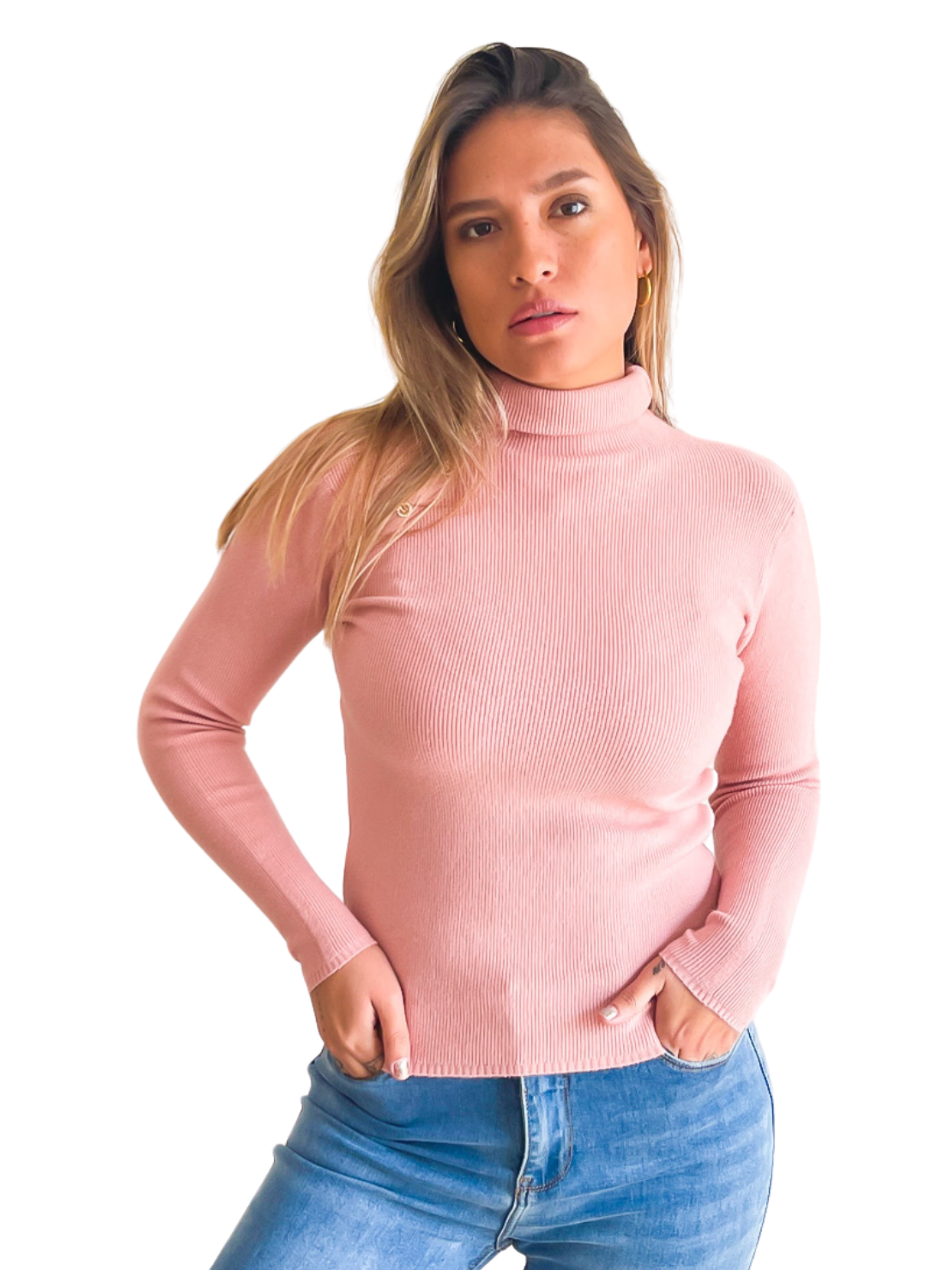Sweater mujer cuello alto botones brillos 5