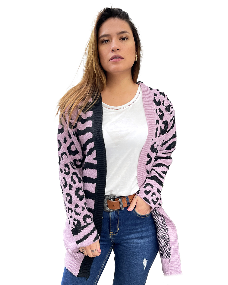 Cárdigan Tapado mujer animal print colores