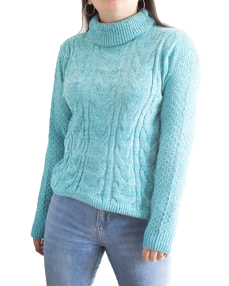 Sweater Mujer Trenzado Invierno Chenille Colores