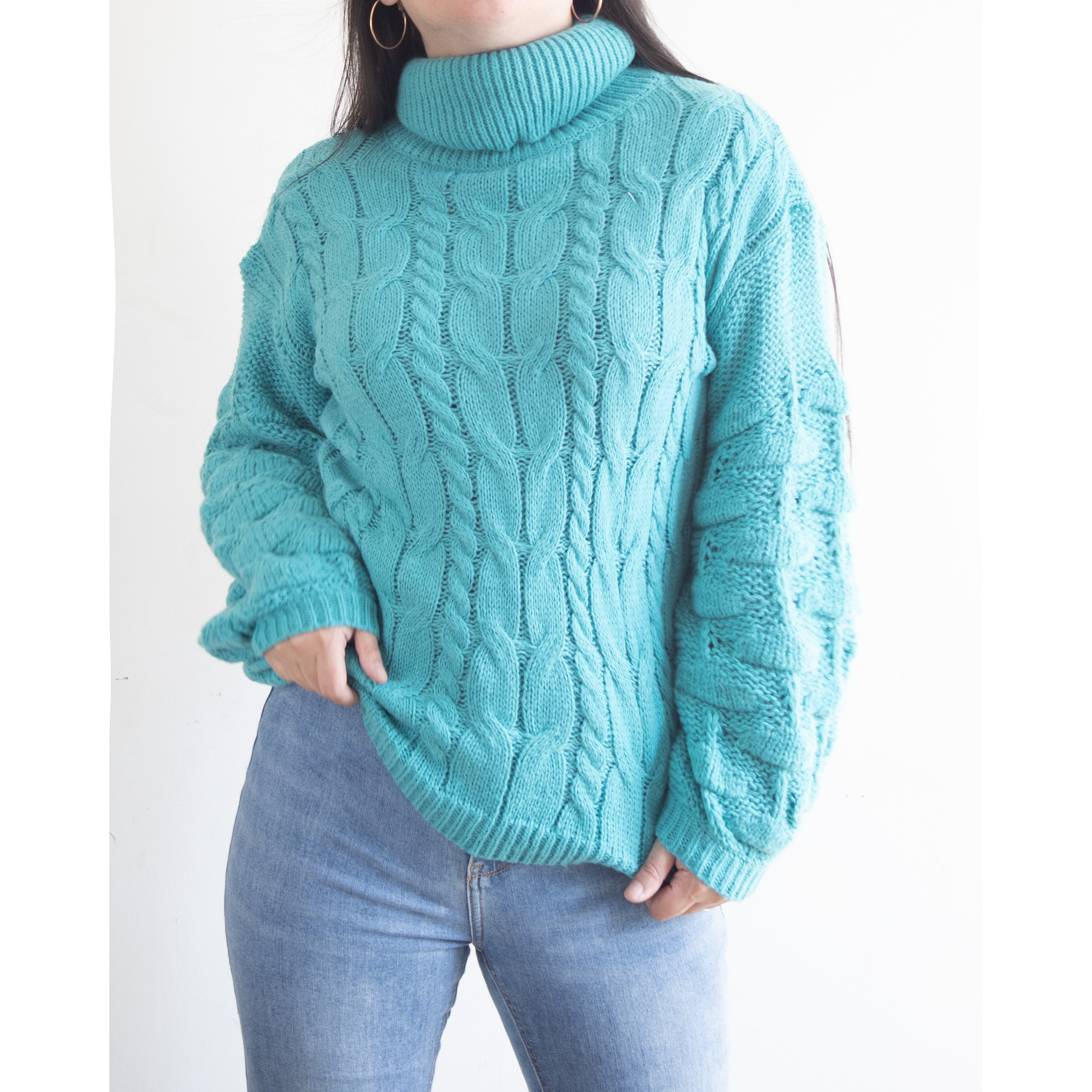 Chaleco mujer lana manga pompón Pandora cuello alto 2