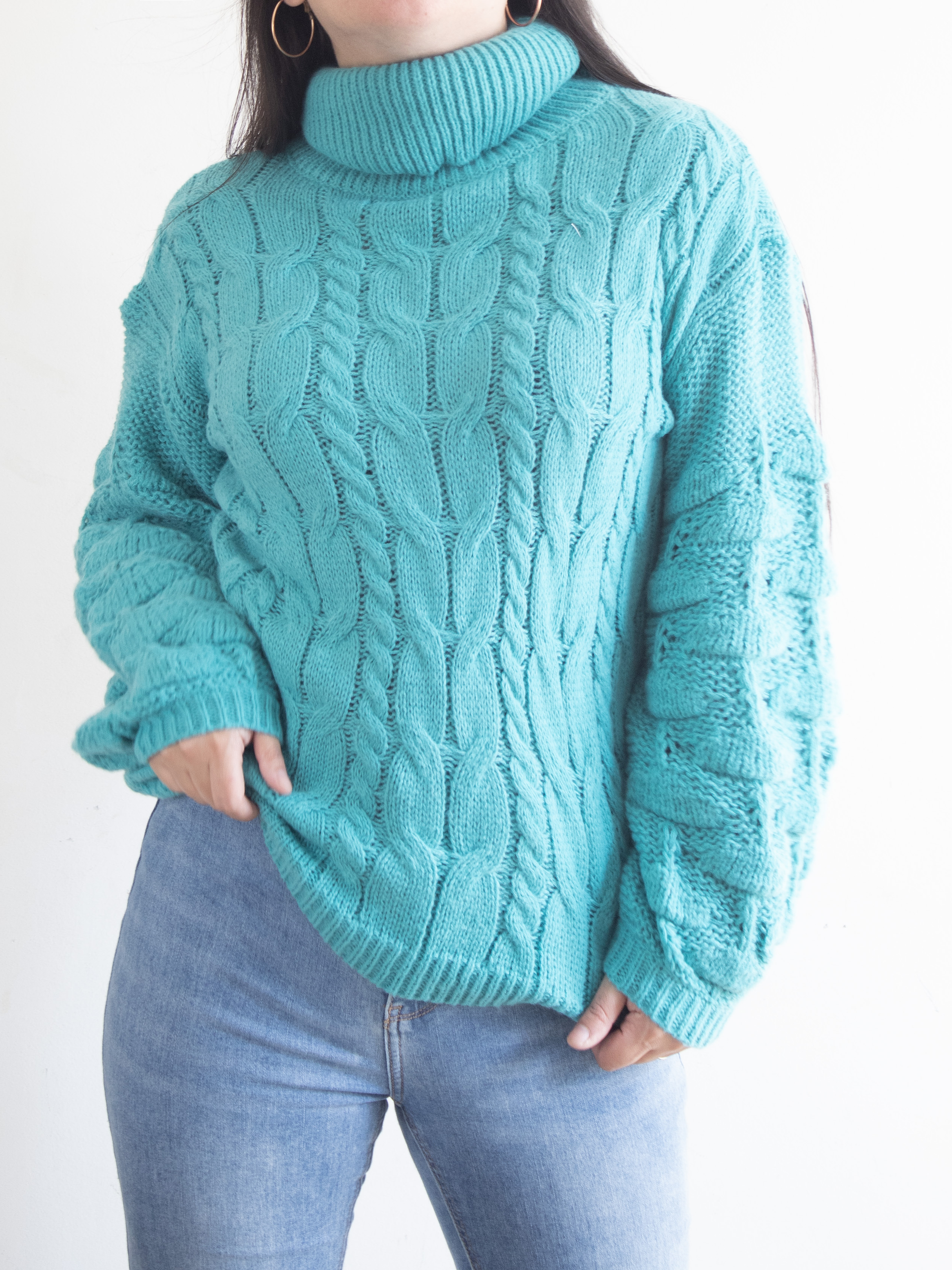 Chaleco mujer lana manga pompón Pandora cuello alto 2