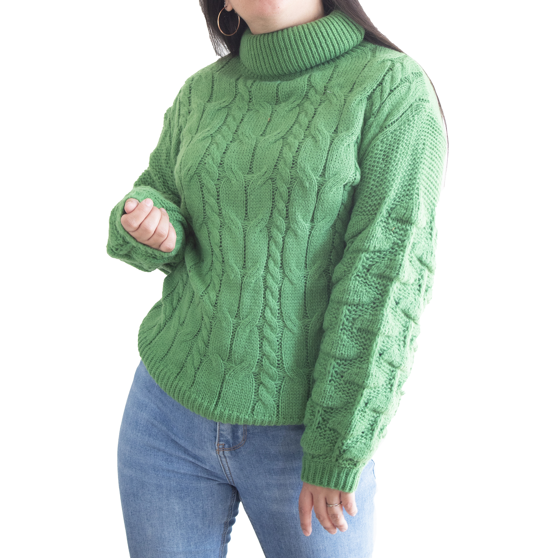 Chaleco mujer lana manga pompón Pandora cuello alto 4