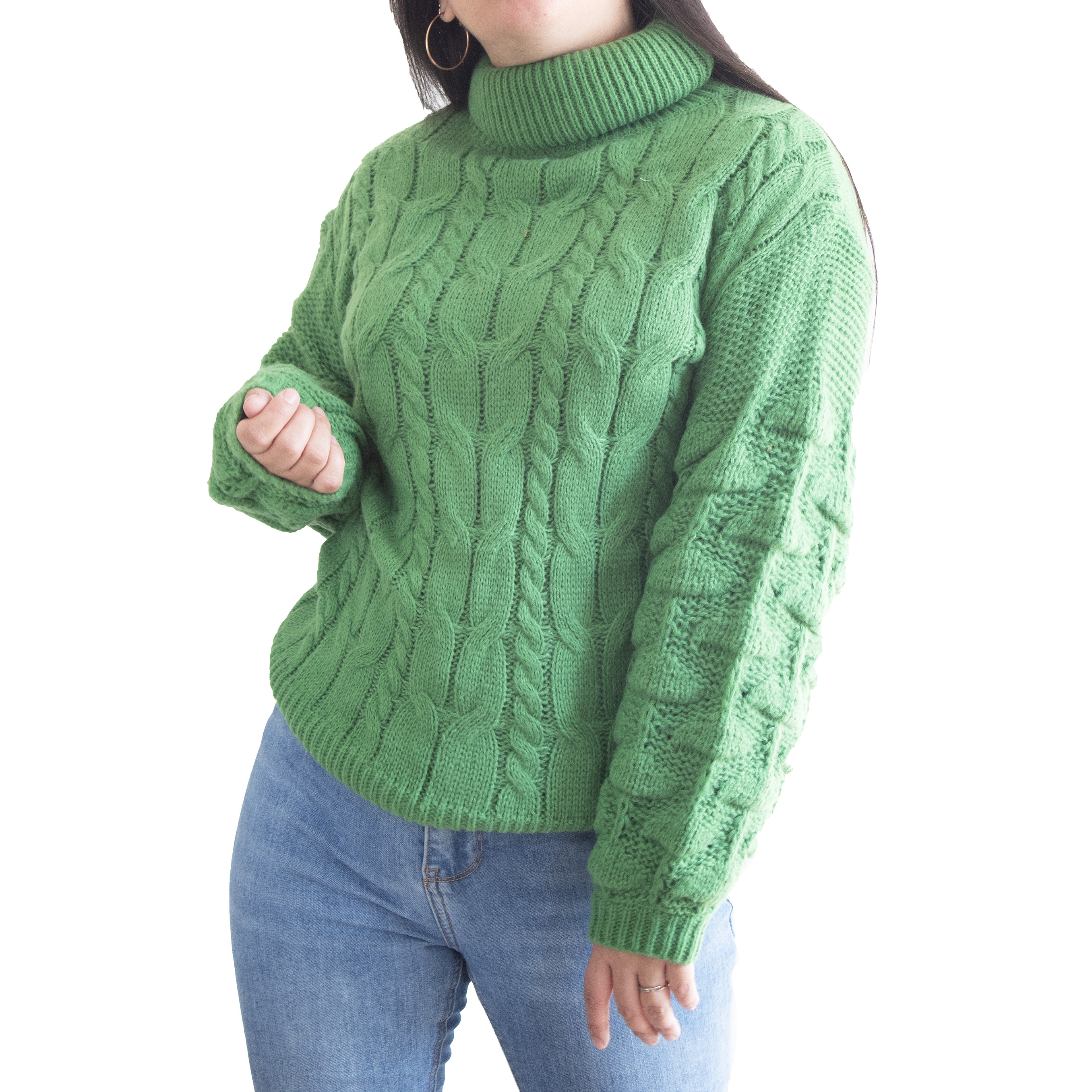 Chaleco mujer lana manga pompón Pandora cuello alto 4