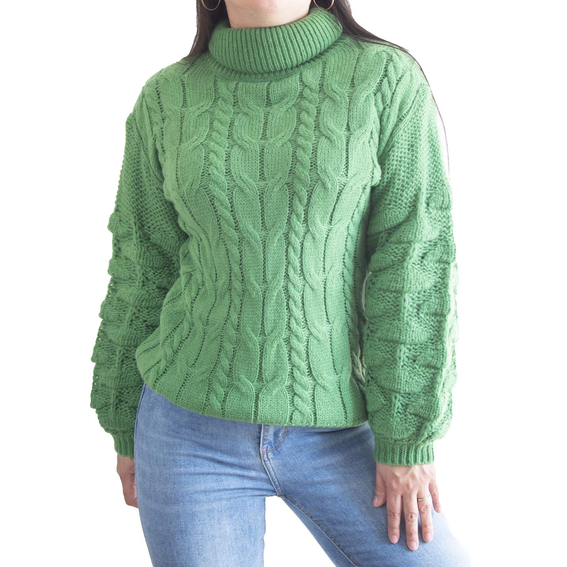 Chaleco mujer lana manga pompón Pandora cuello alto 5