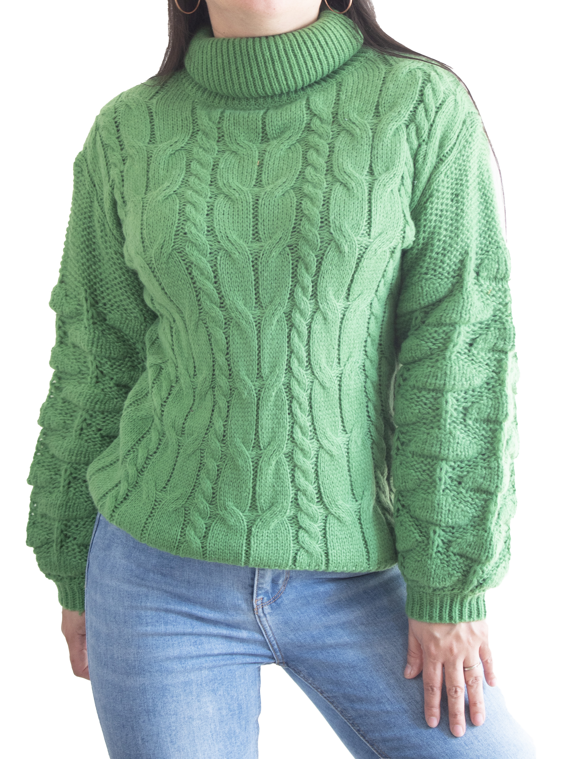 Chaleco mujer lana manga pompón Pandora cuello alto 5